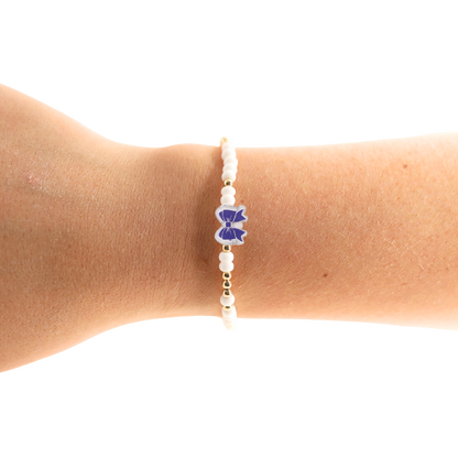 Royal Blue Bow Bracelet: Standard 6.75 inch / Sprinkle | Beaded Blondes