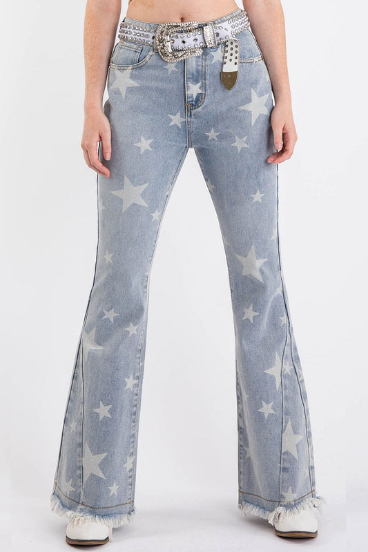 Washed Star Flare Denim Jeans