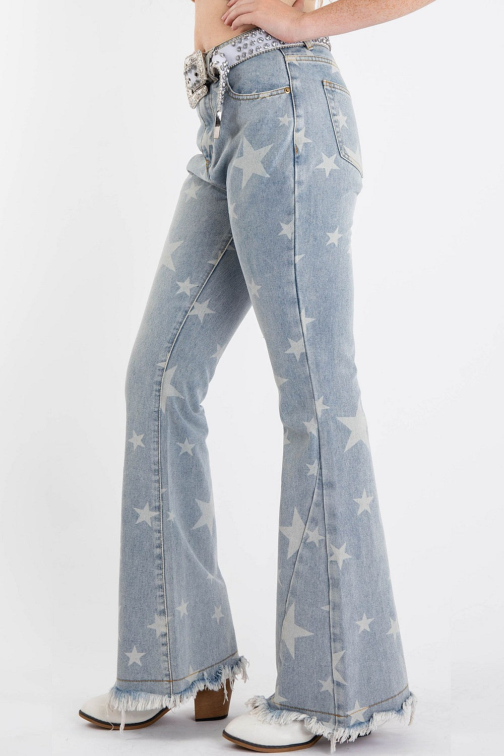 Washed Star Flare Denim Jeans