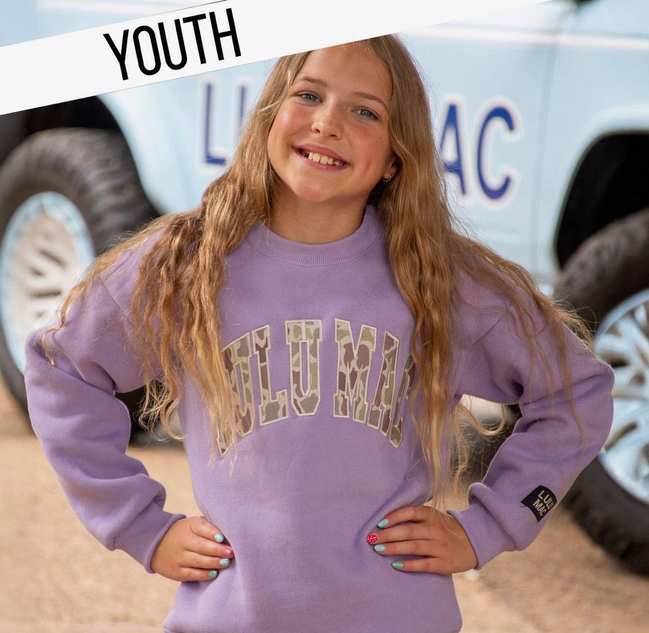 Lulu Mac Youth Lavender Camo Sweatshirt
