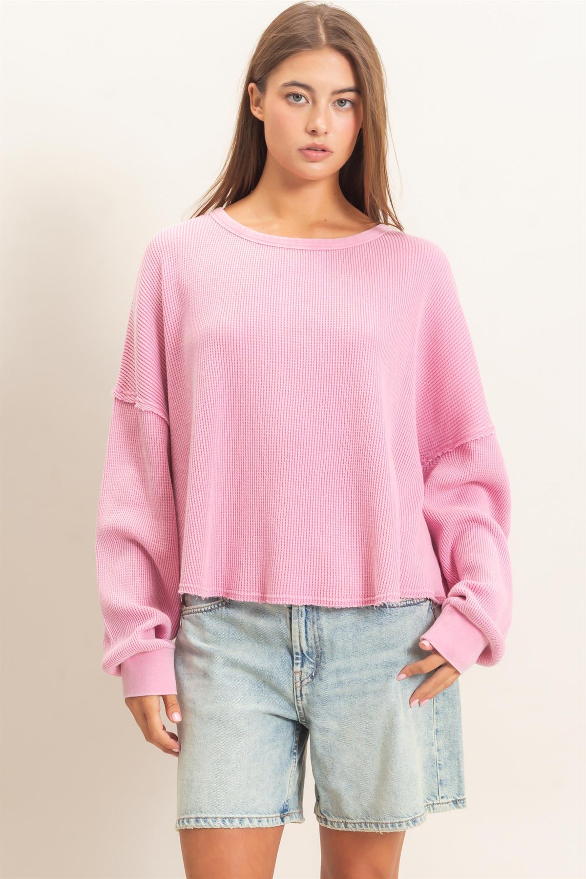 DZ-Mineral Wash Waffle Oversized Top