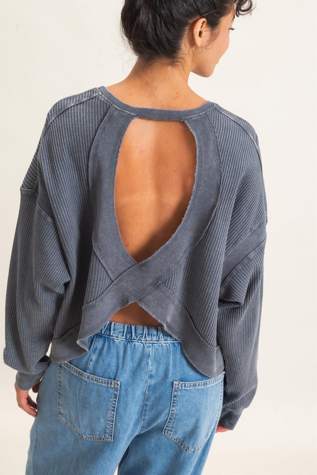 Hyfve-Mineral Wash Waffle Open Back Top