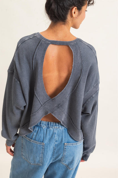 Hyfve-Mineral Wash Waffle Open Back Top