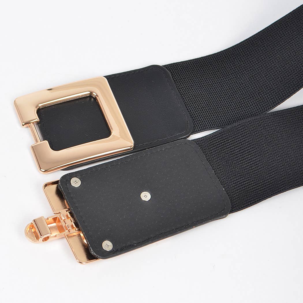 Two Square Buckle Elastic Plus Size Belt