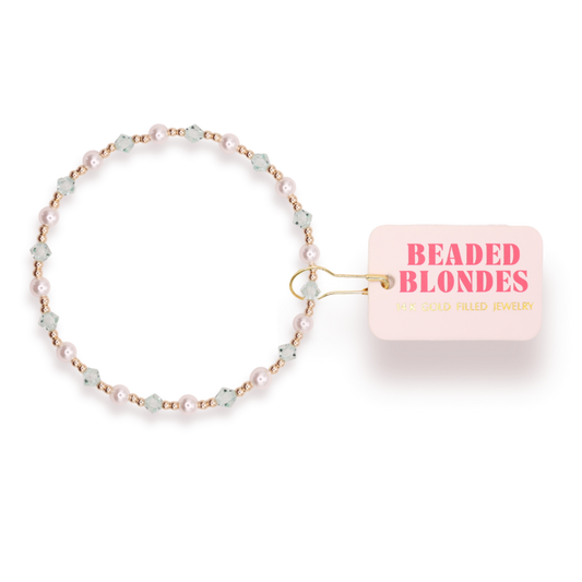 Green Pearl June Bracelet: Standard 6.75 Inch | Beaded Blondes