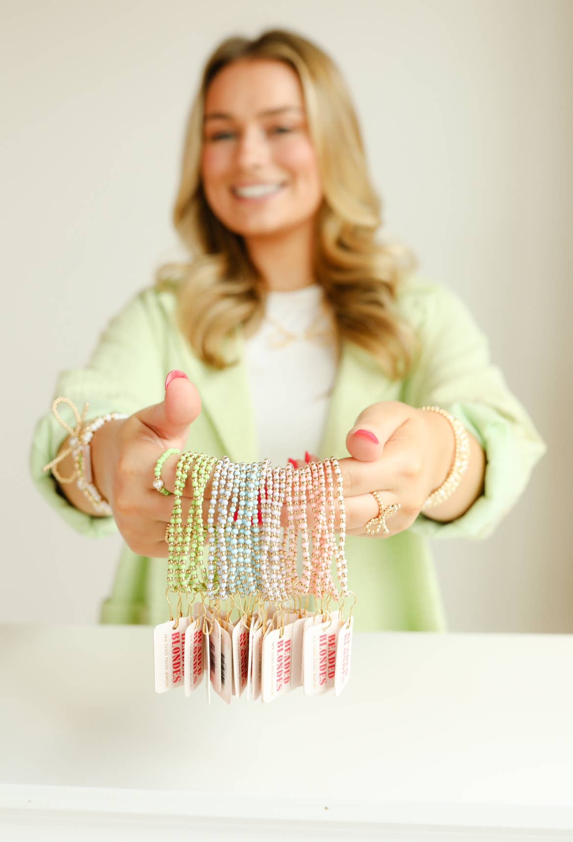 Demi Bracelet in Pastel Blue: Standard 6.75 inch | Beaded Blondes