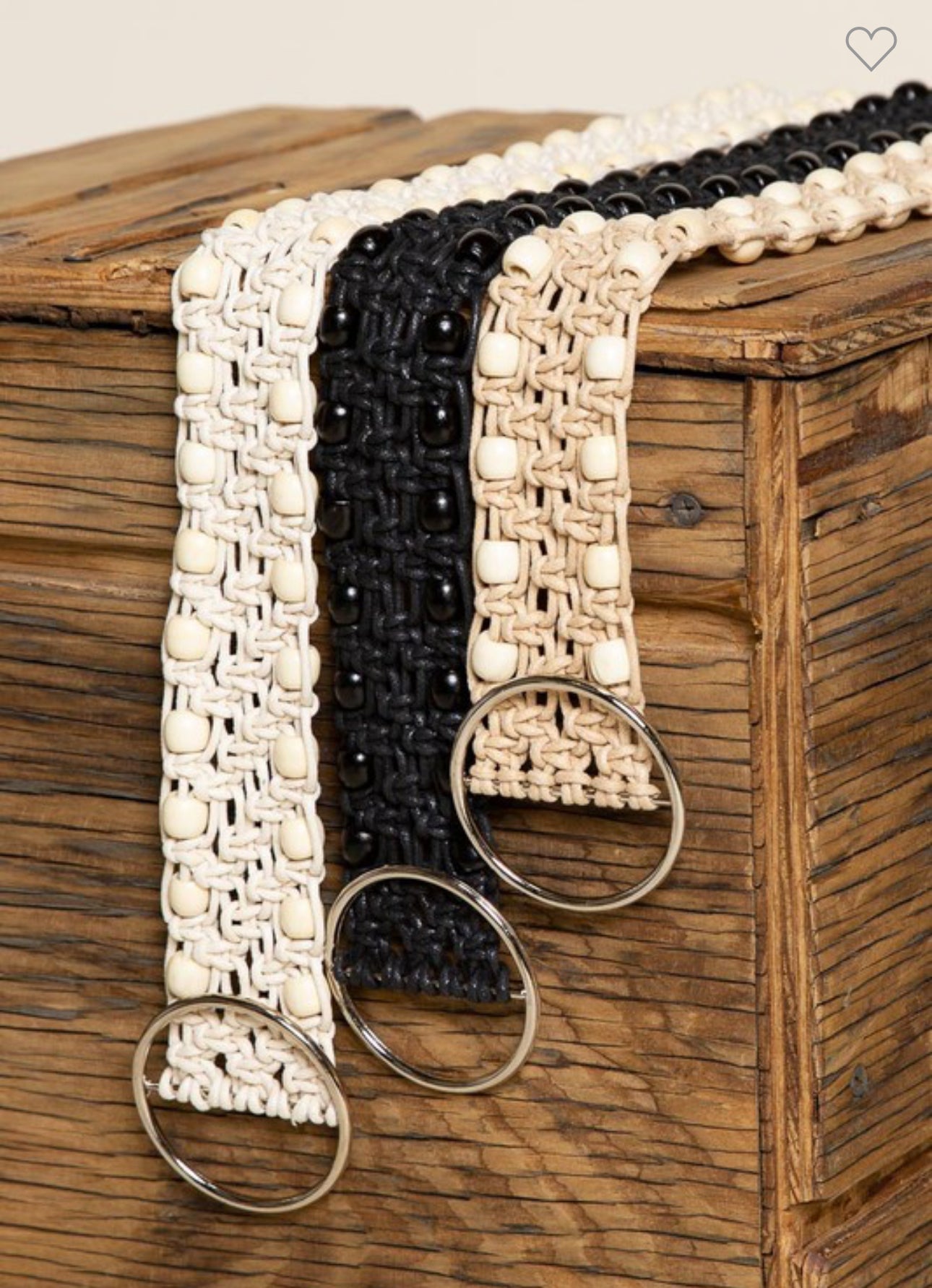 Leatherette beaded adjustable ring belt