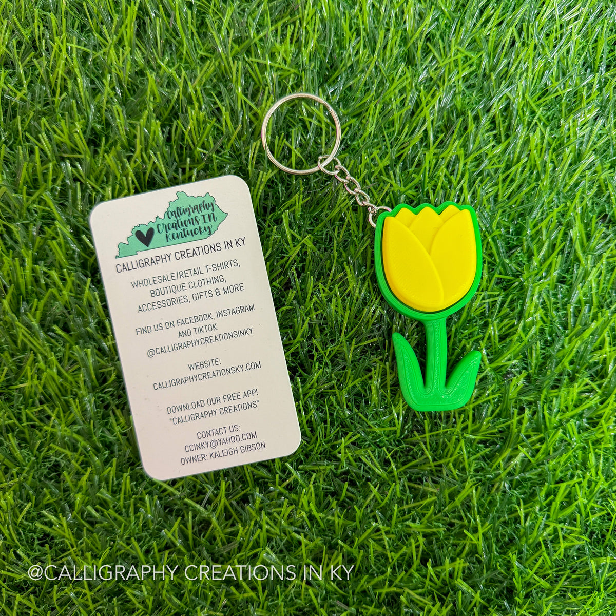 Yellow Tulip Fidget Clicker Keychain