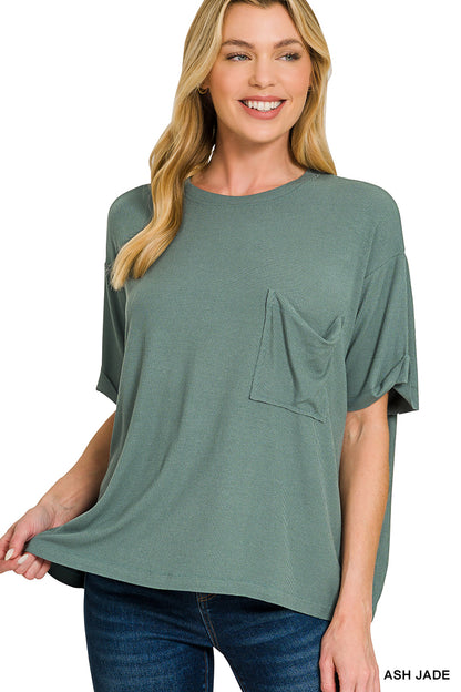 Zenana-OVERSIZED RIBBED ROUND NECK SHORT SLEEVE TEE