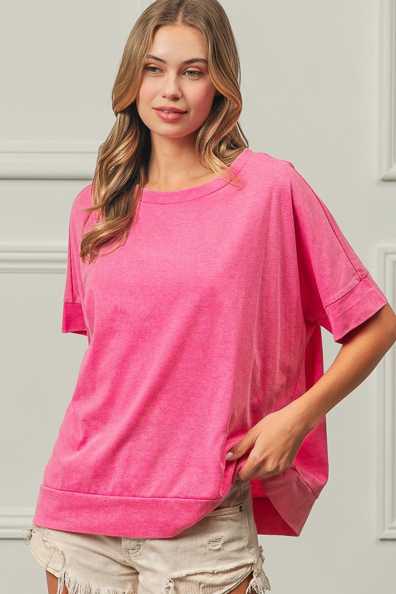 Pink | Jersey Drop Shoulder Banded Top