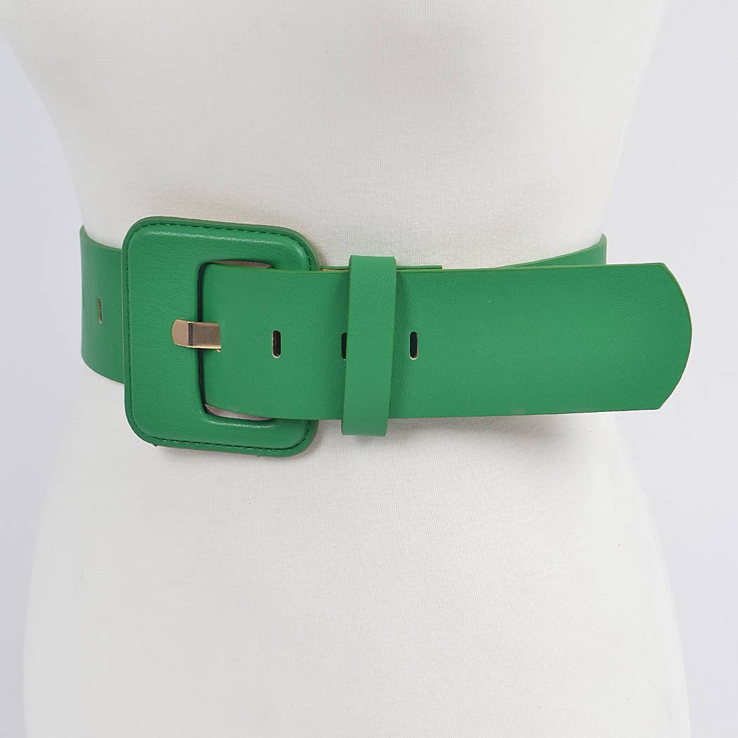 Faux Leather Wide Belt