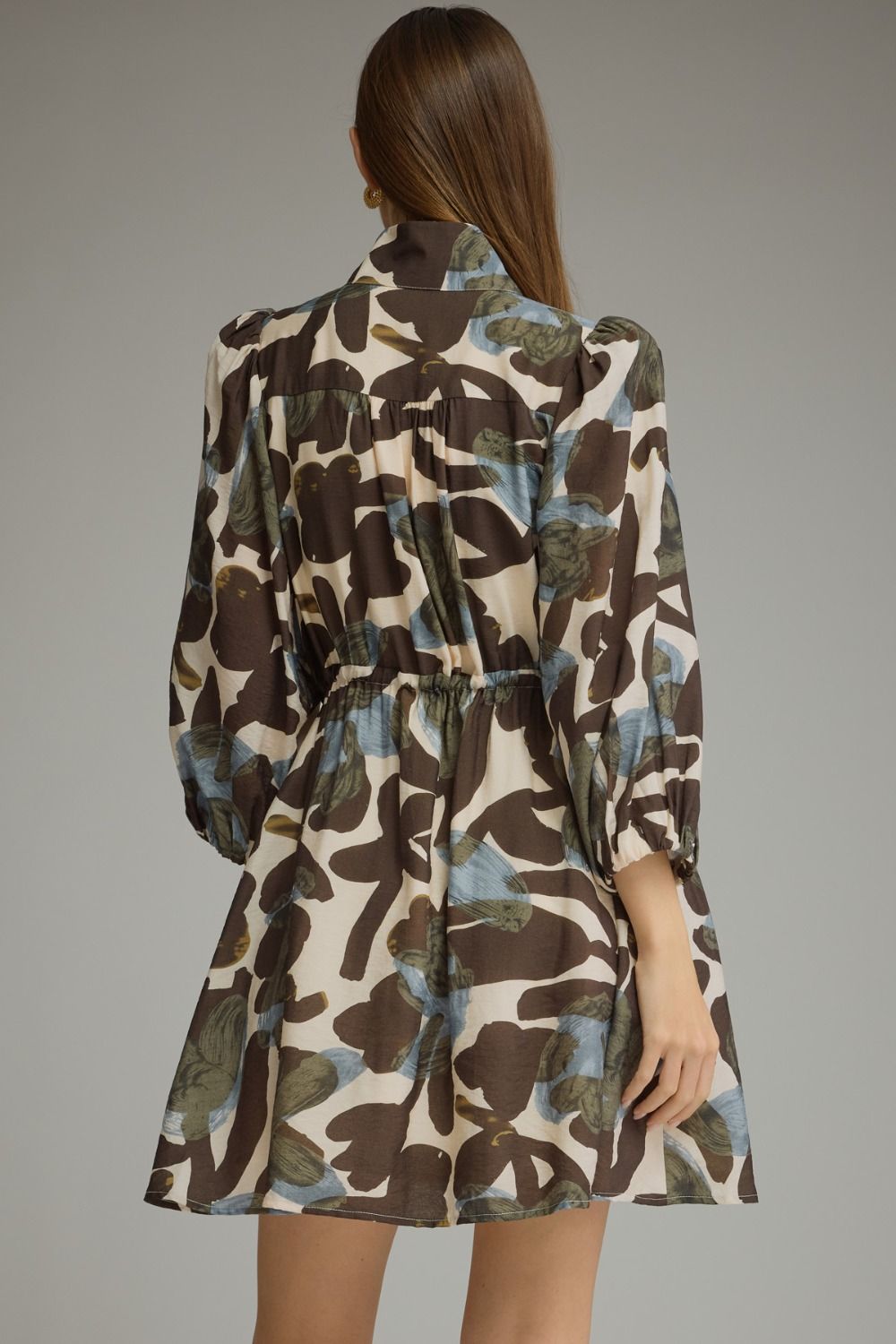 Entro-Printed ¾ balloon sleeve mini dress
