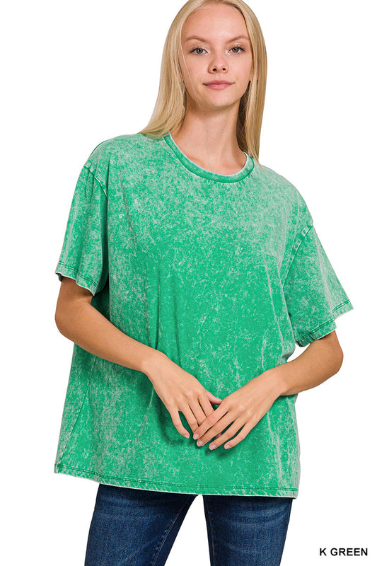 Kelly Green | Washed Short Sleeve Top