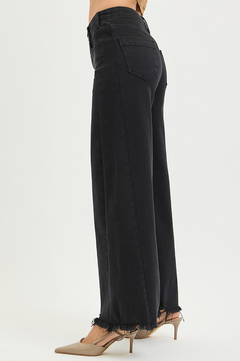 Tummy Control High Rise Palazzo with Frayed Hem