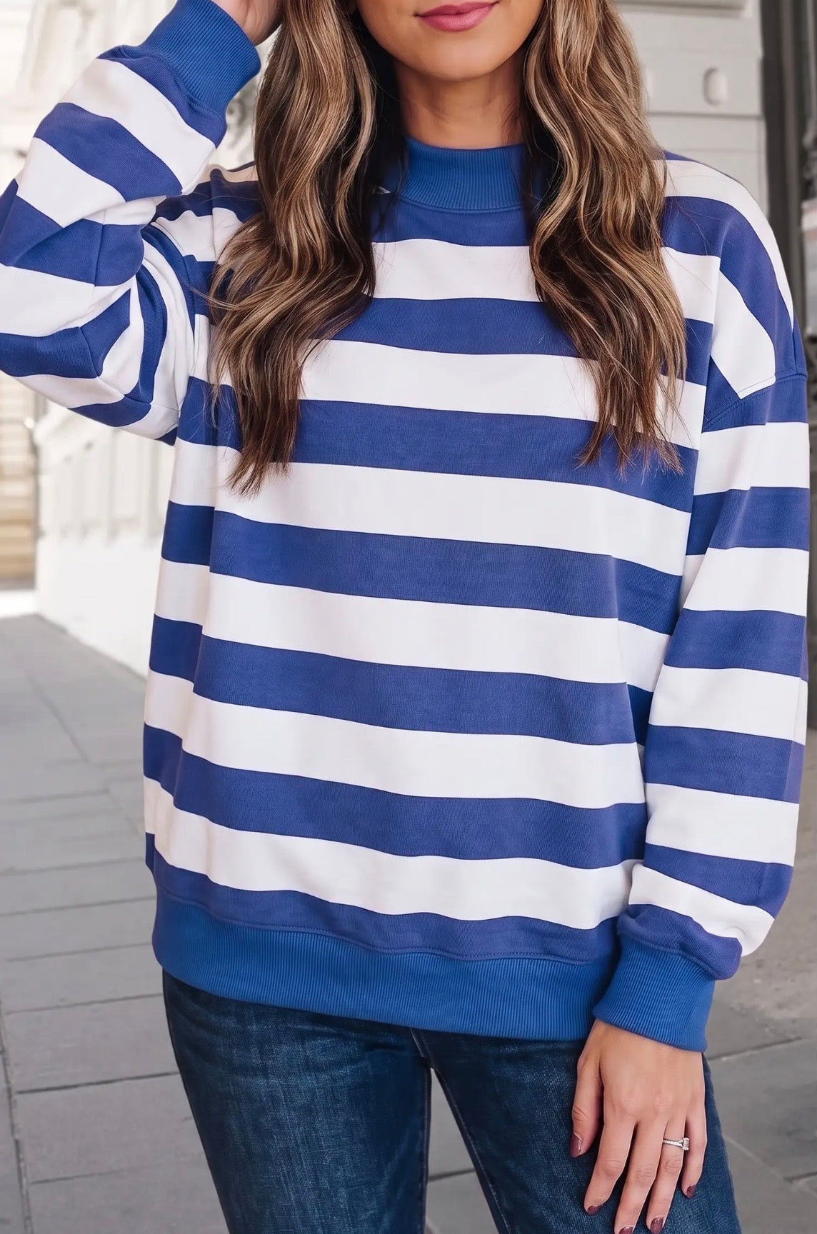 True Blue Striped Sweatshirt