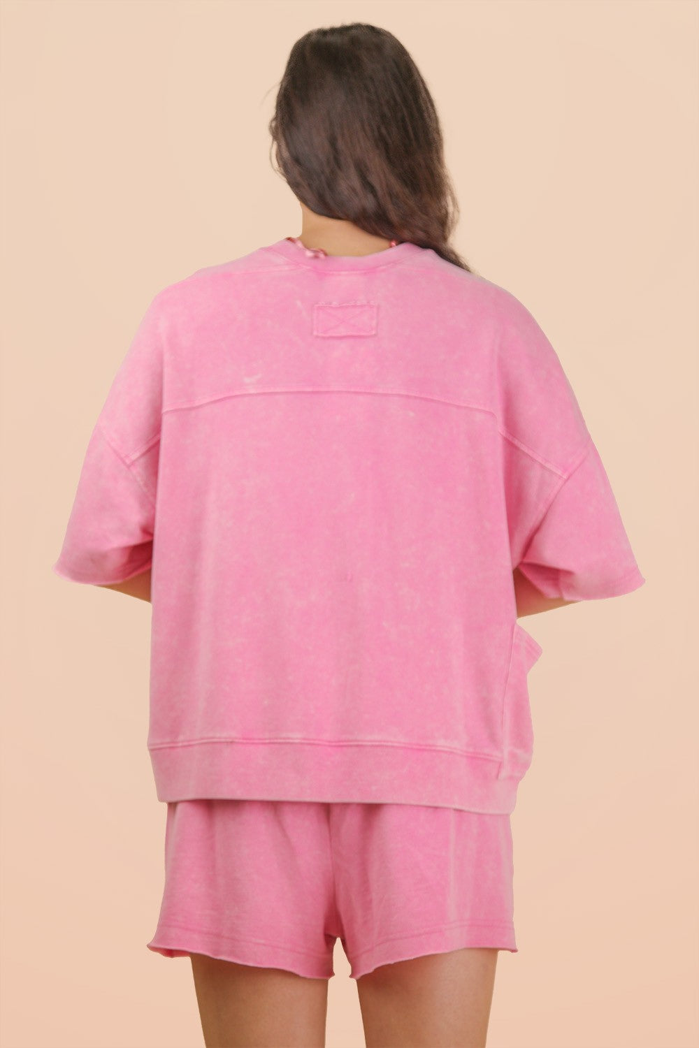 Pink • Mineral Wash Shirt/Shorts Set