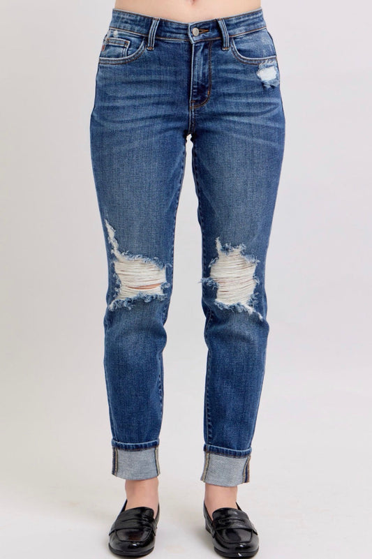 MR Boyfriend Destroy Cuff Jeans • Judy Blue