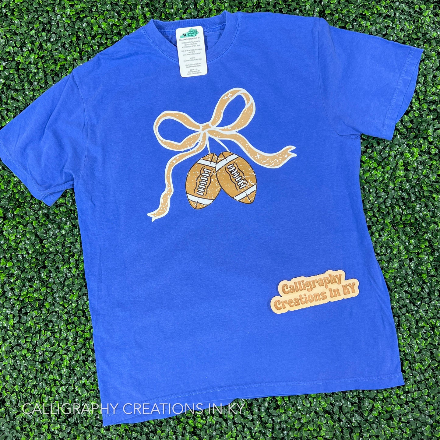 Mystic Blue | Football Bow CC Tee - Talk of the Town