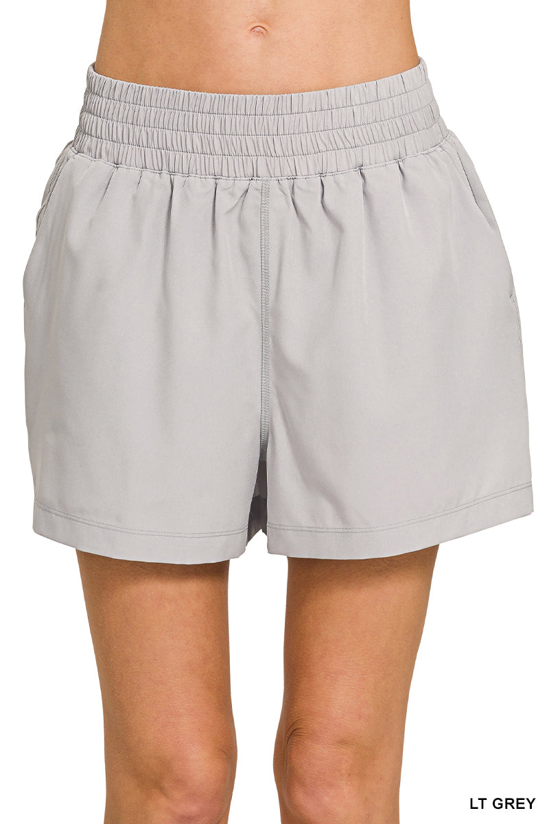 Zenana SOFT WOVEN LINED SHORTS WITH POCKET