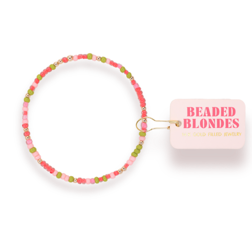 Watermelon Sprinkle Bracelet: Standard 6.75 inch | Beaded Blondes