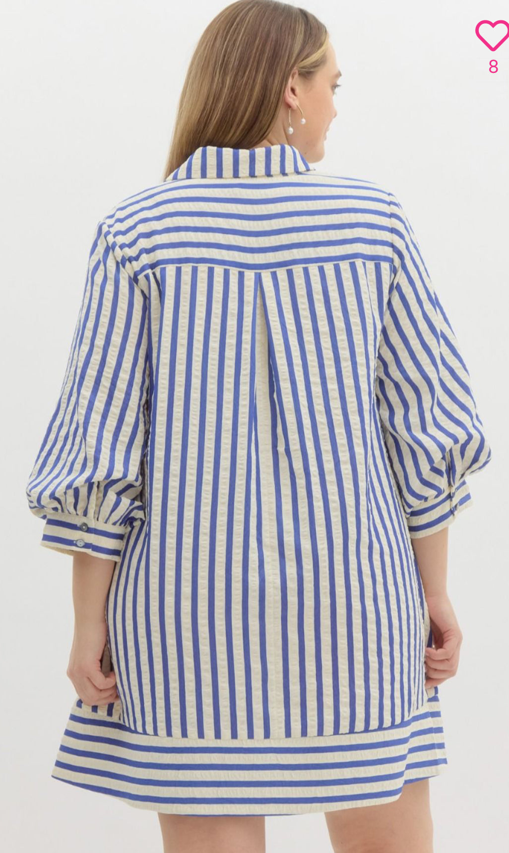 Striped Seersucker Mini Dress-Royal