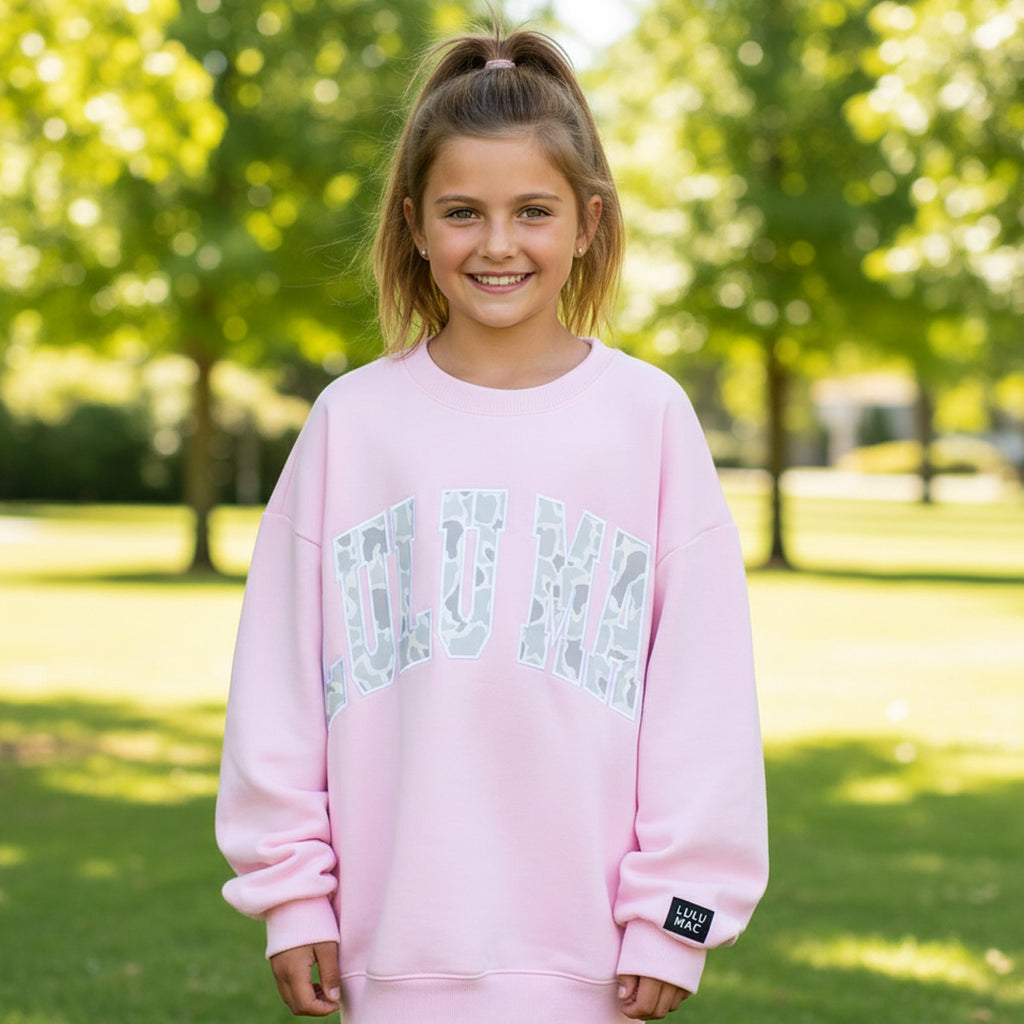 Lulu Mac Youth Camo Light Pink Sweatshirt