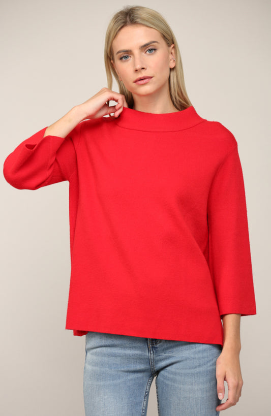 Mock Neck Pullover Bell Sleeve Sweater - Talk of the Town