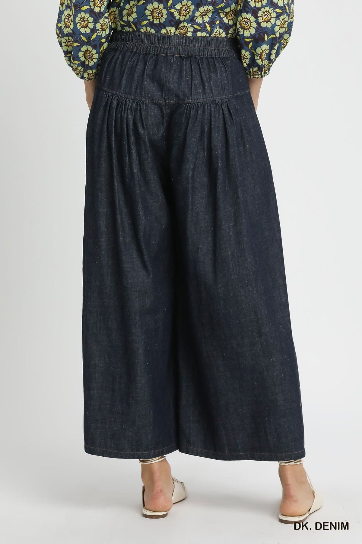 Umgee Stone Washed Wide-Leg Button-Front Culottes
