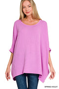 Zenana-RAISED RIB BAT SLEEVE TOP