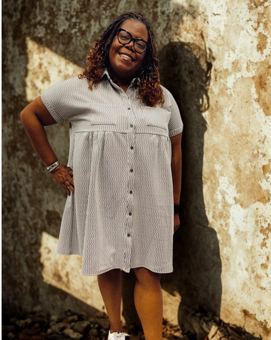 Women’s Mikarose The Zuri Shirt Dress – Fit & Flare Knee-Length with Pockets - Talk of the Town