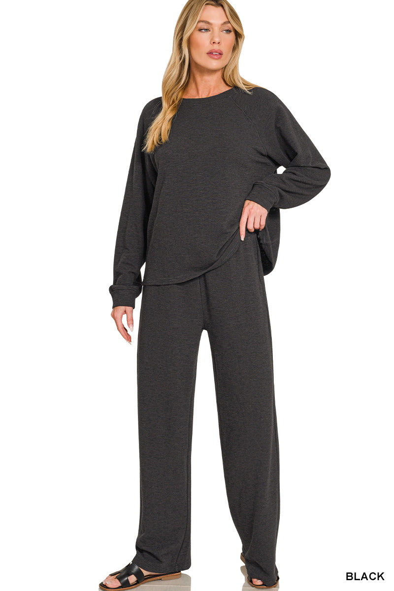 Zenana-
SLUB LONG SLEEVE TOP & PANTS 2PCS SET