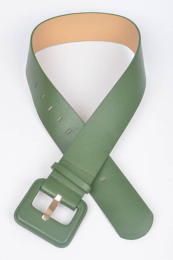 Faux Leather Wide Belt