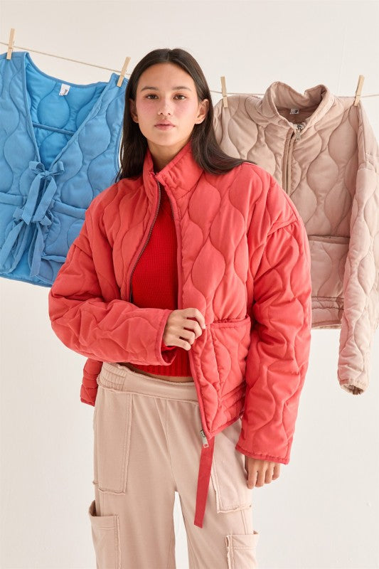 Quilted Jacket With Drawstring Hem