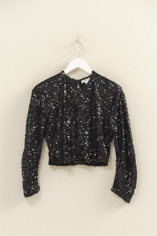 Sequin Holiday Long Sleeve Top