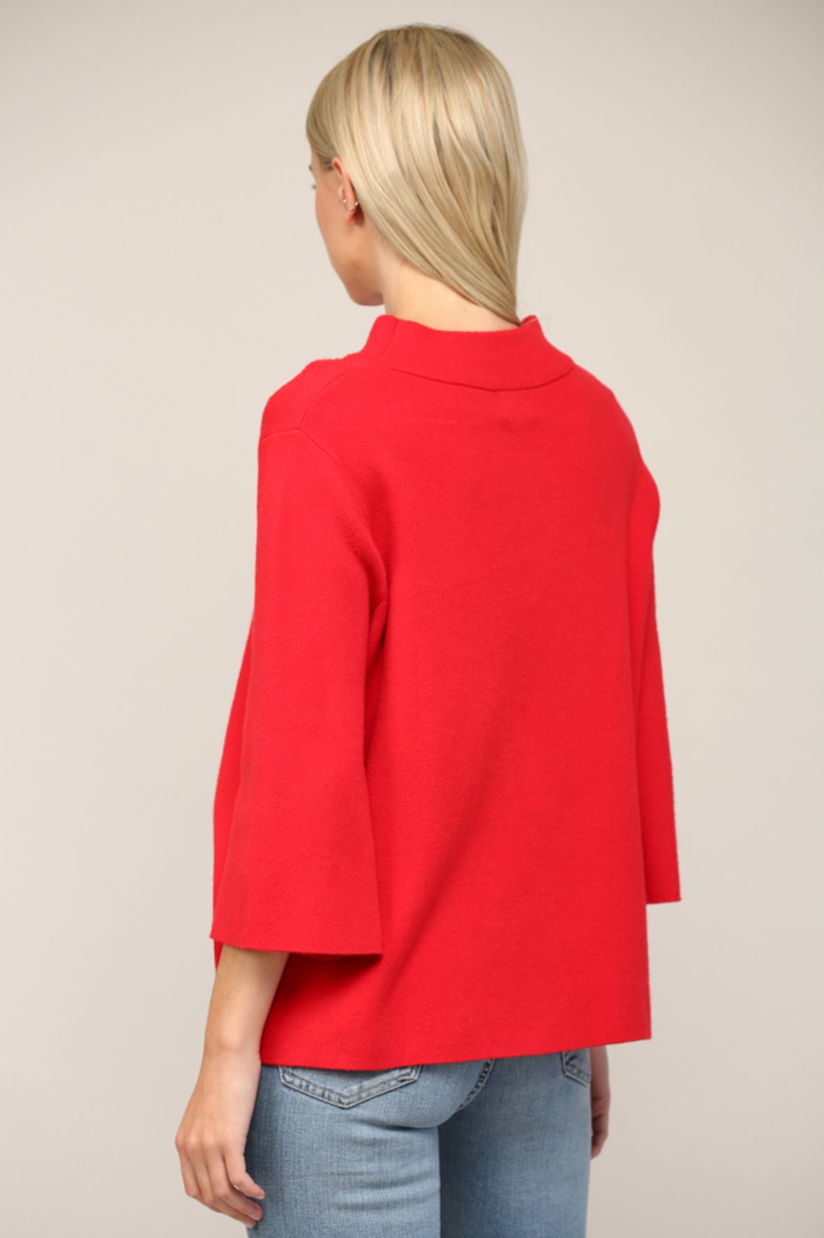 Mock Neck Pullover Bell Sleeve Sweater - Talk of the Town