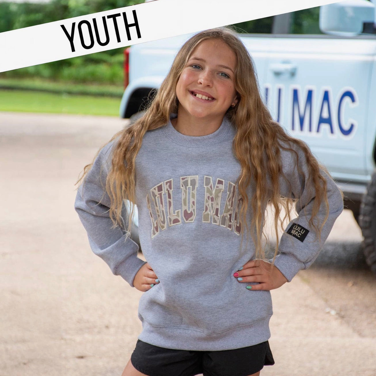 Lulu Mac Youth Light Gray Camo Sweatshirt
