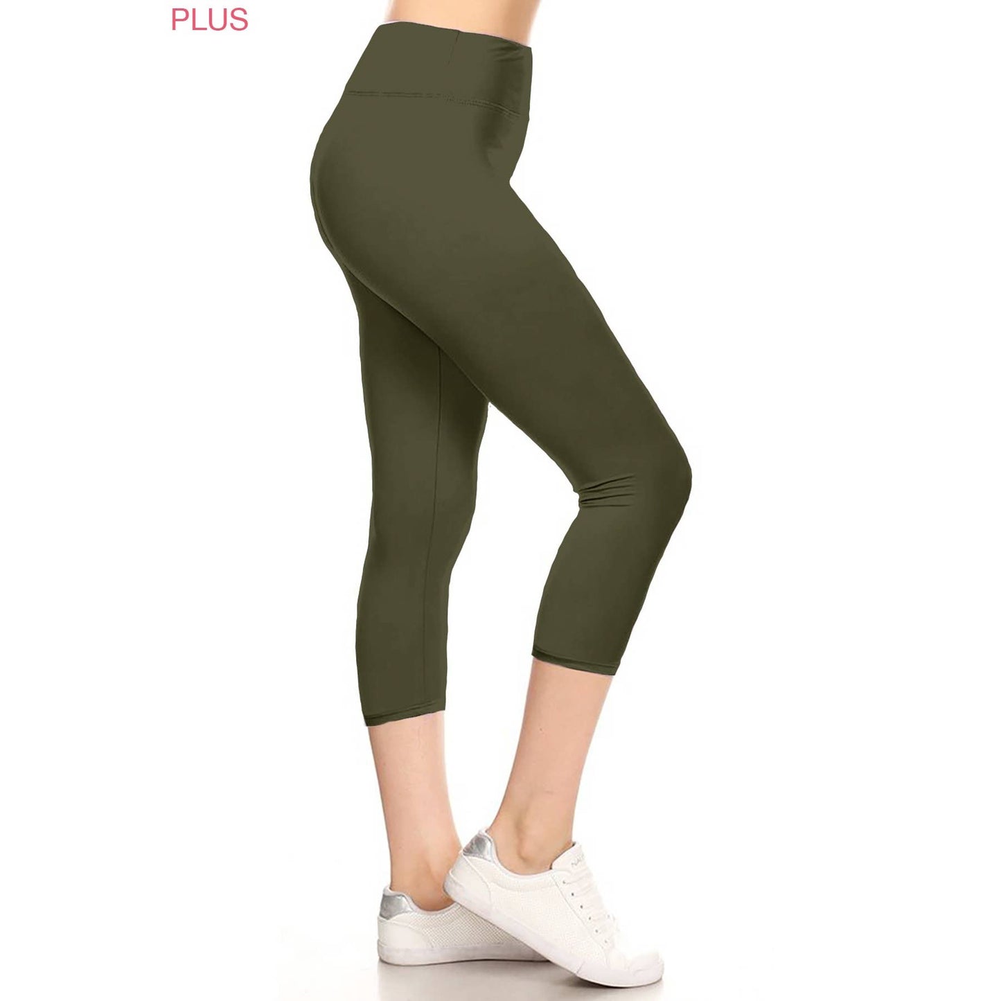 Extra Plus Size 3" Yoga Band High Waist Solid Leggings