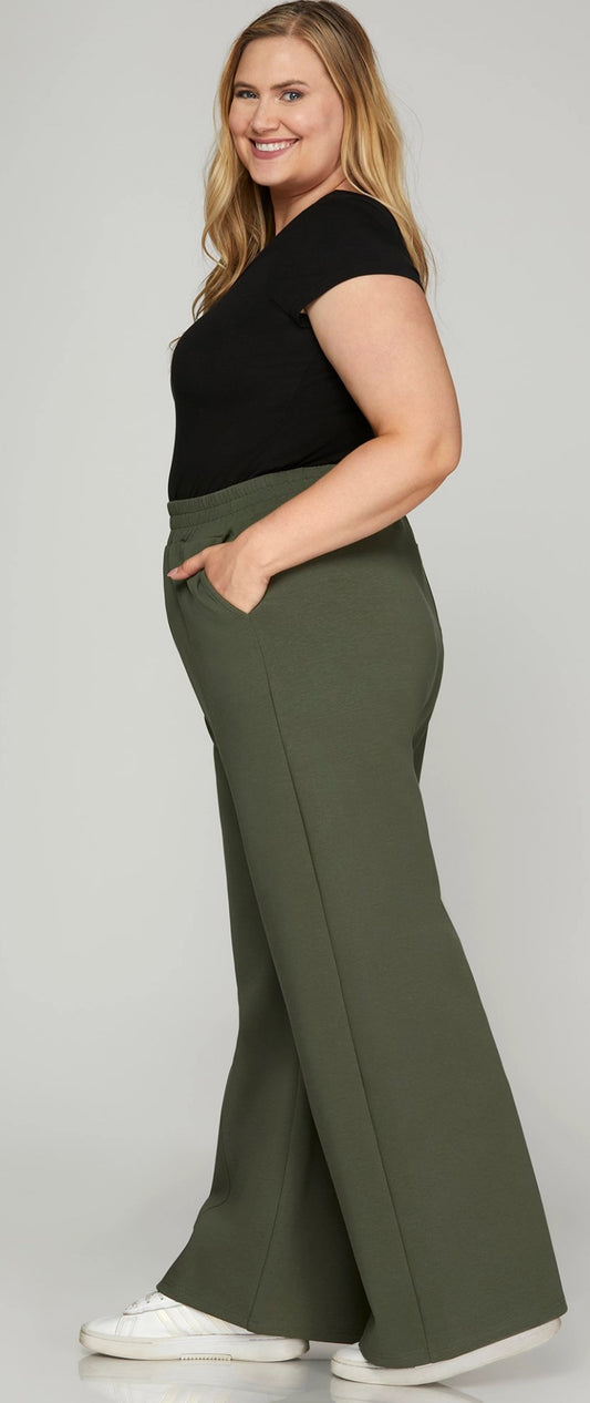 Plus Size Scuba Knit Long Pants