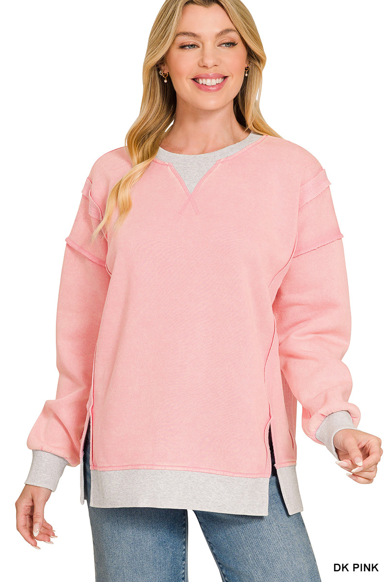 Dark pink fleece crewneck