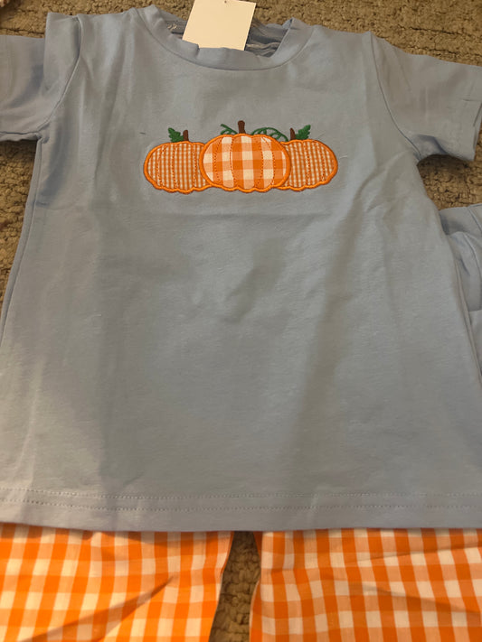 Pumpkin Plaid Pants Set