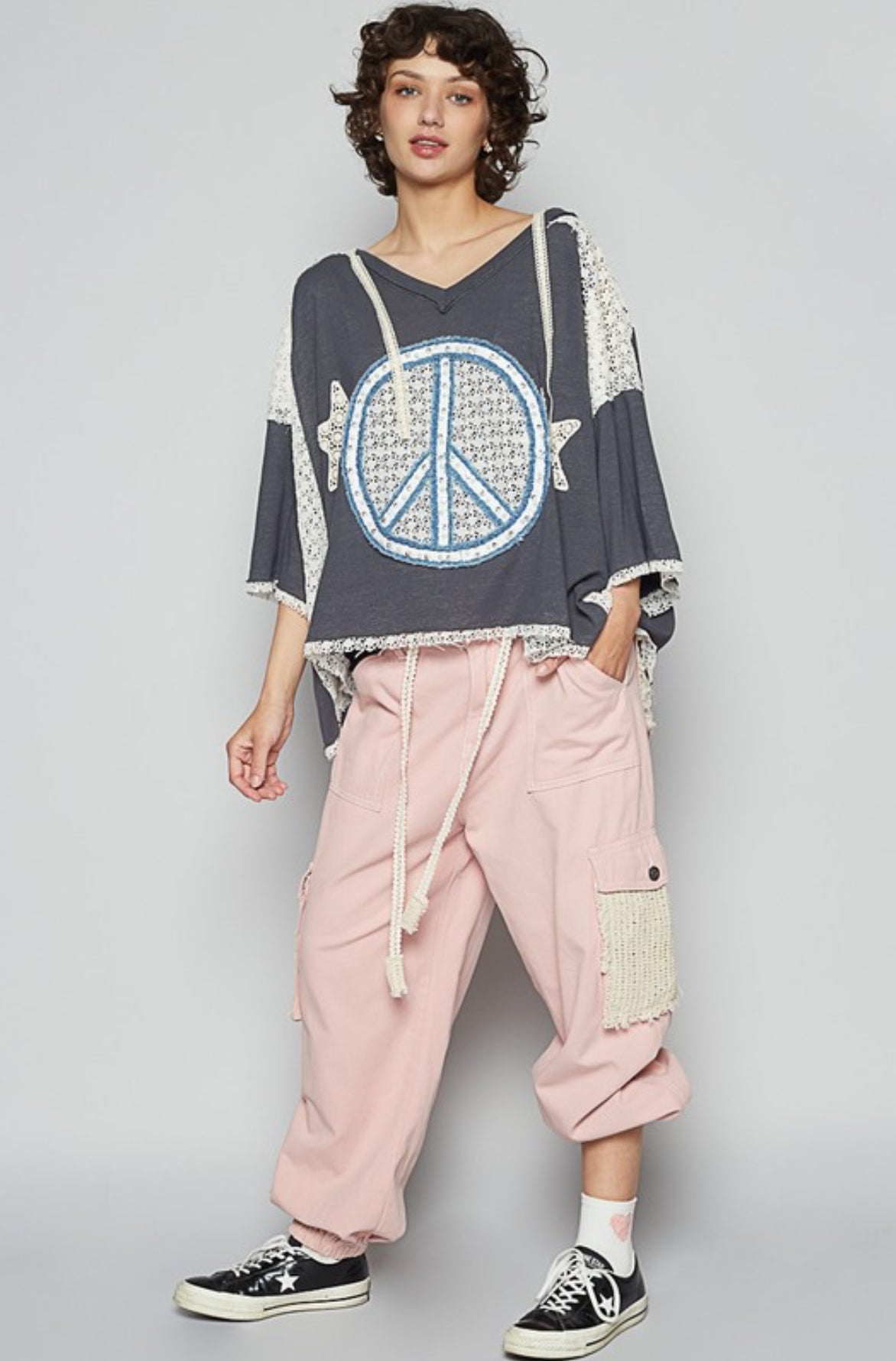 Oversized Peace Patch Top