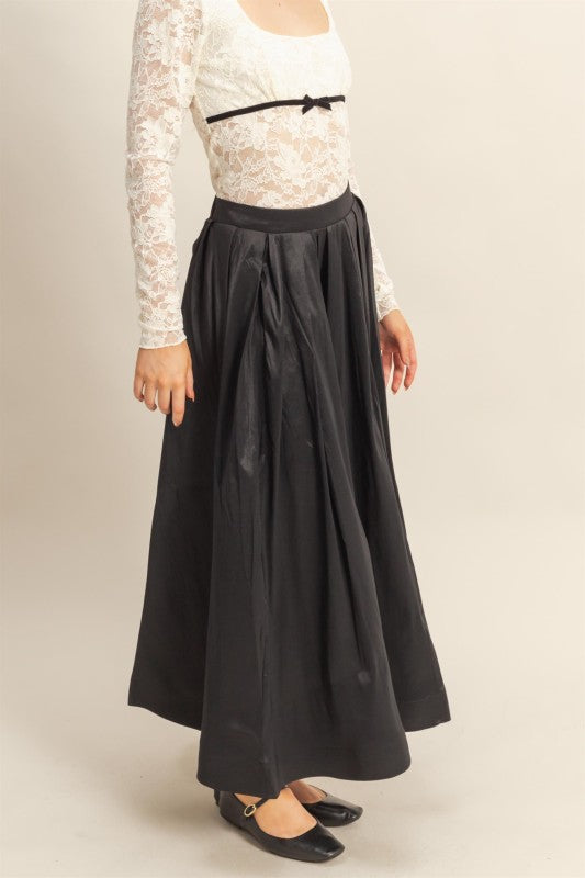 Elegant Pleated A-Line Midi Skirt