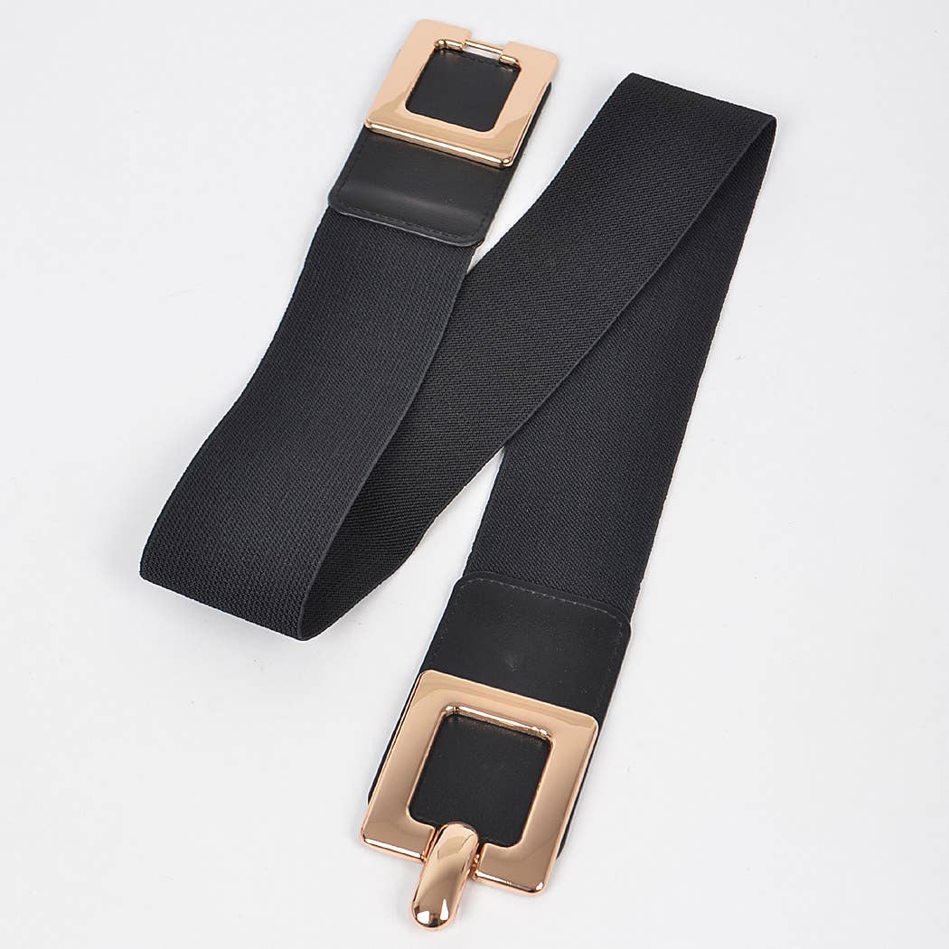 Two Square Buckle Elastic Plus Size Belt