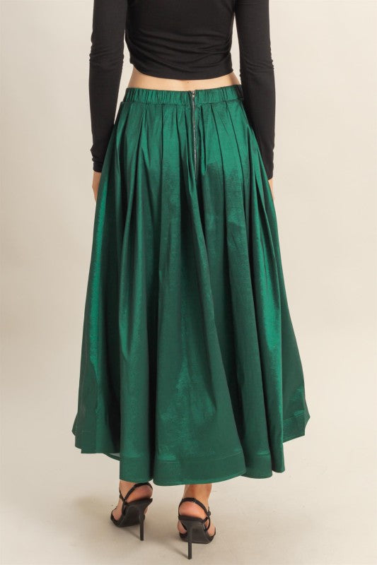Elegant Pleated A-Line Midi Skirt