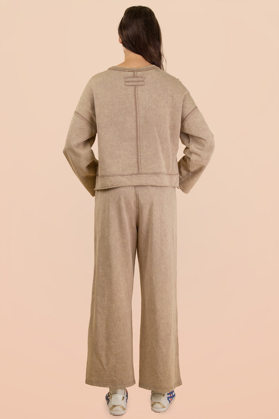 Mineral Washed Knit Top & Pants Set