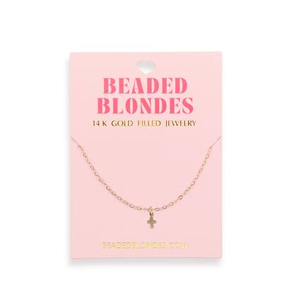 Mini Cross Charm Necklace | Beaded Blondes