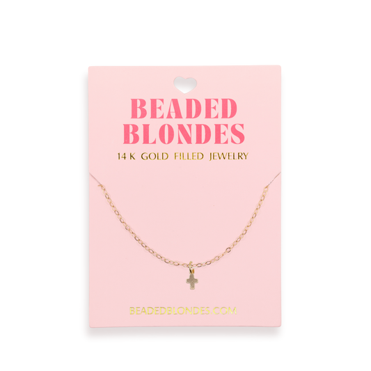 Mini Cross Charm Necklace | Beaded Blondes