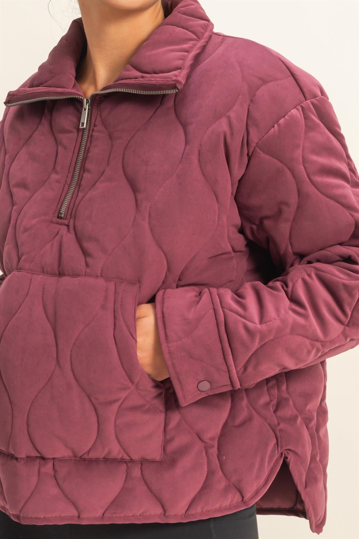 Quilted Zip Front Pullover – Cozy