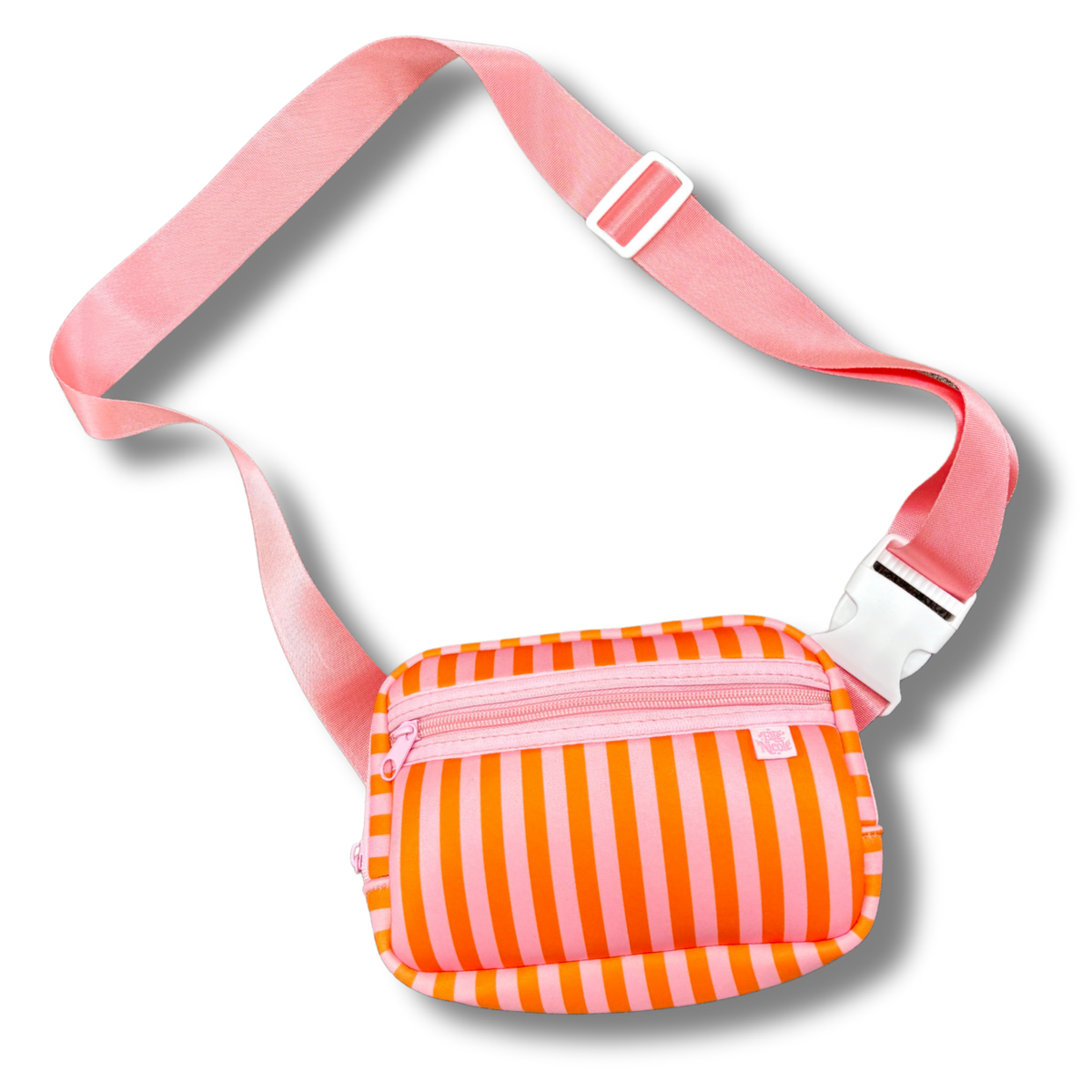 Crossbody Bag - Pink & Orange Stripes - Belt Bag