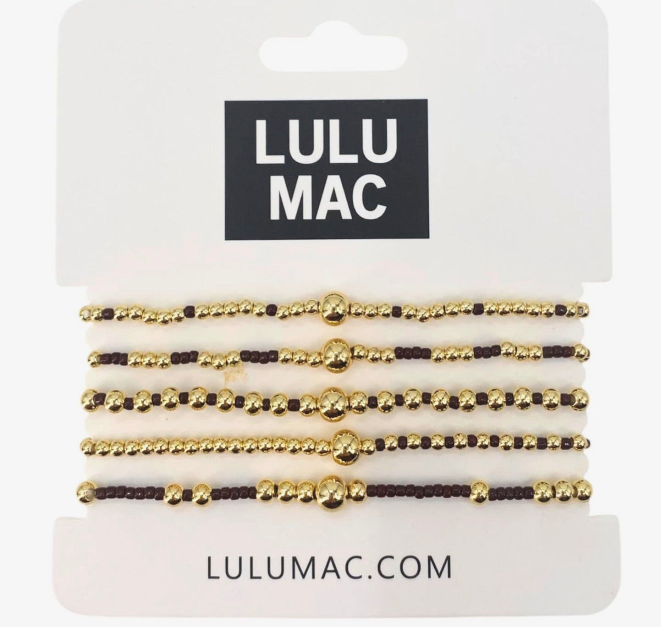 Lulu Mac Maroon Beaded Bracelet Set
